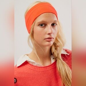 Free People Wide Ribbed Headband in Bright Orange